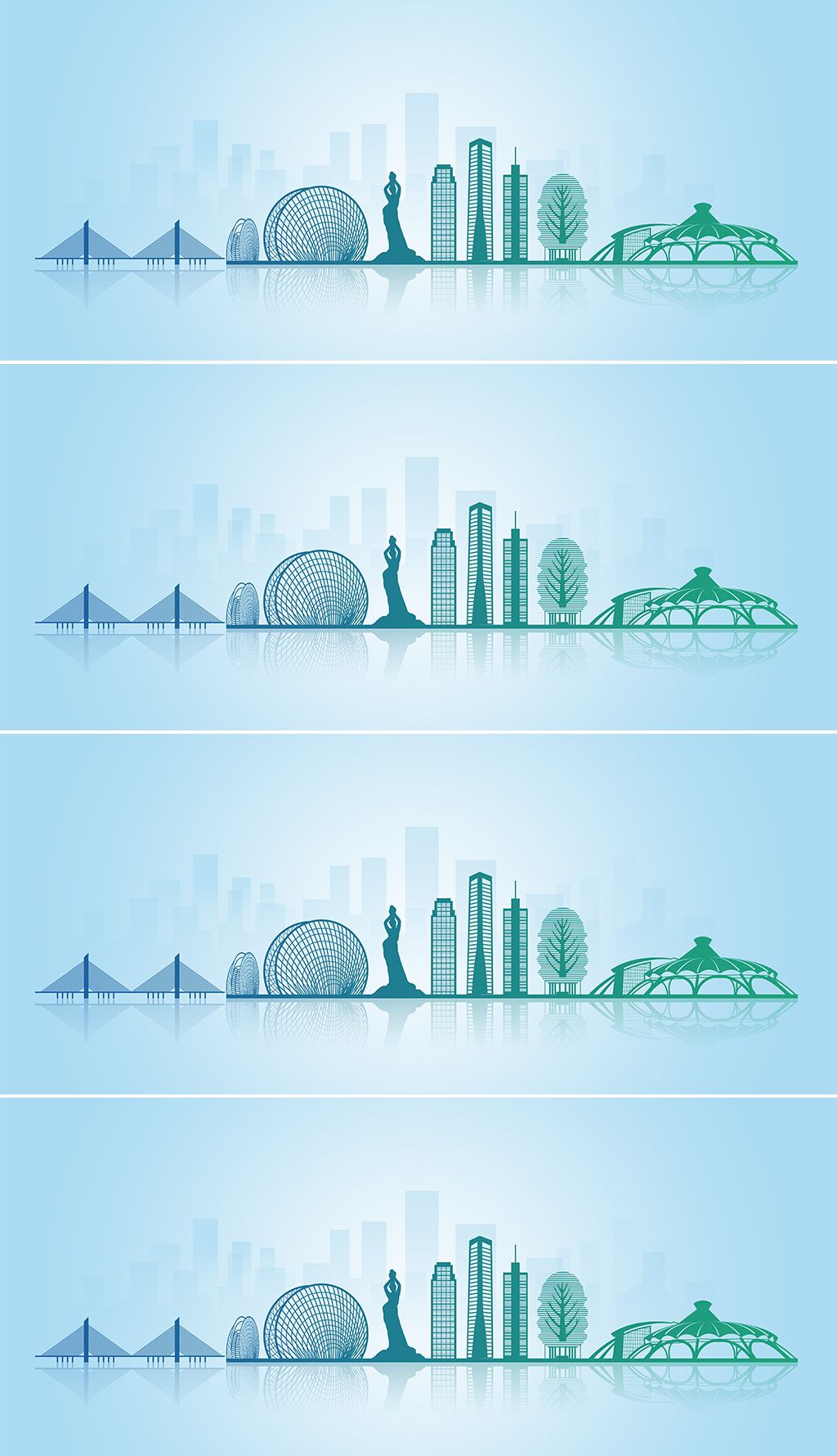 广东省珠海市地标建筑剪影(矢量可缩放)