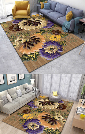 欧式古典花纹富贵轻奢花卉卷草复古地毯图案设计