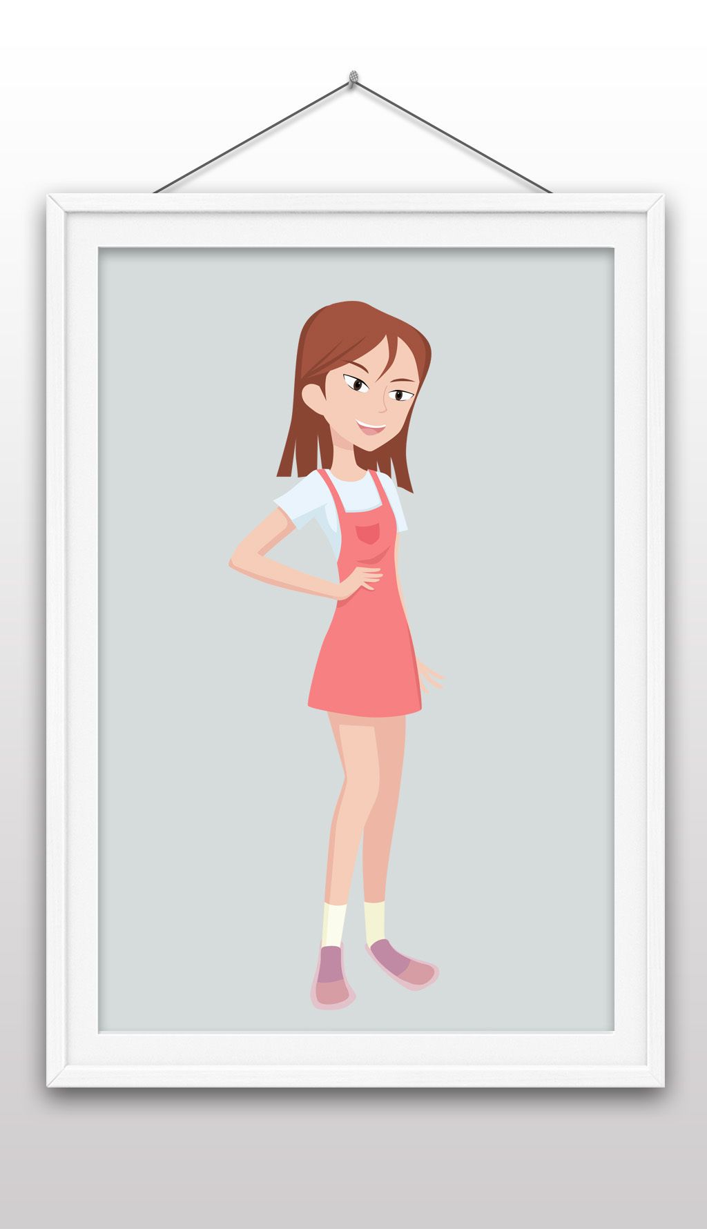 原创mg矢量图动画ae红色女孩版权可商用