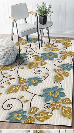 欧式古典卷草花纹花卉复古客厅卧室地毯地垫图案设计