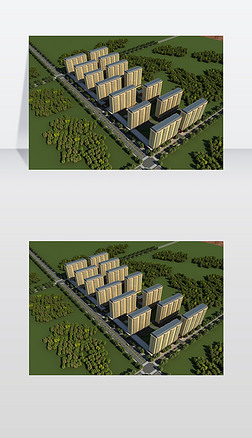 现代建筑3d模型欧式住宅楼鸟瞰图