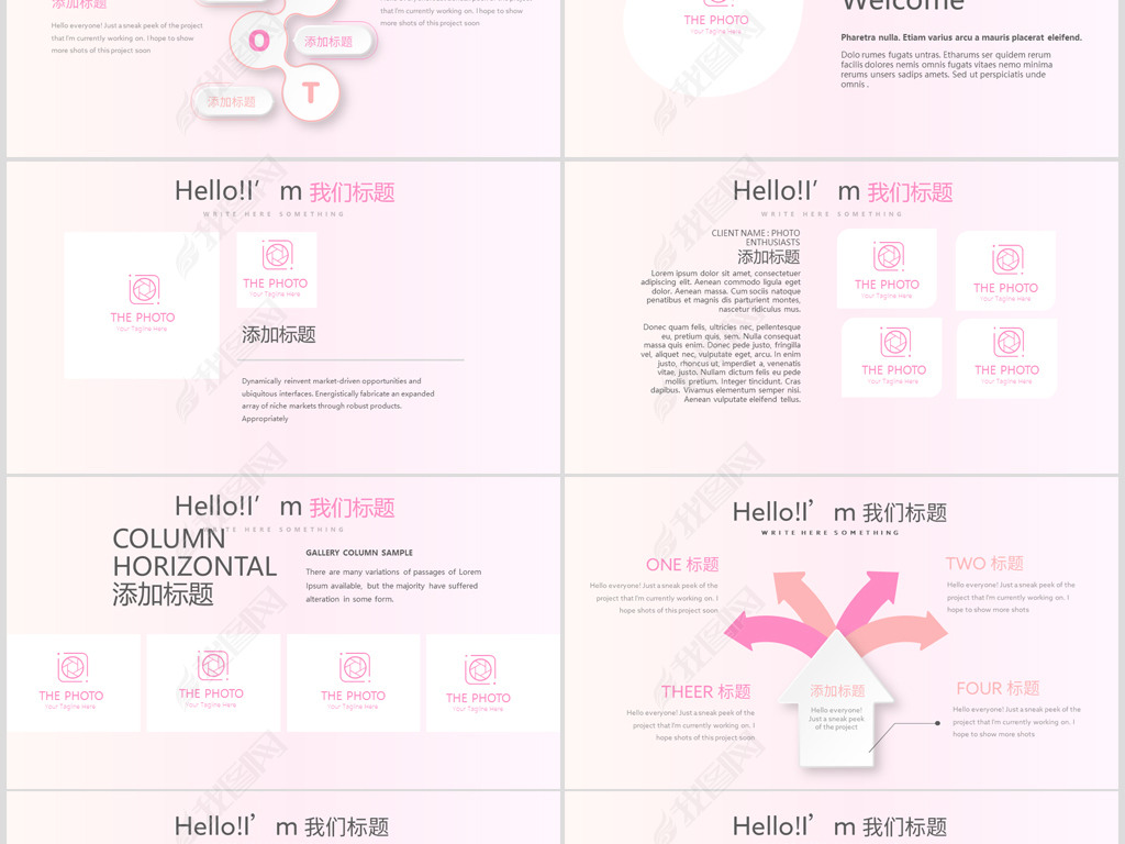 粉色时尚美容院团队介绍工作总结商务通用PP