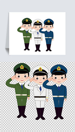 卡通八一军人中国人民解放敬礼免扣png素材