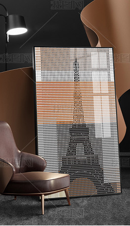 巴黎铁塔抽象线条抽象简约北欧无框画装饰画