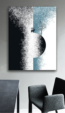 黑白天地之间抽象意境山水风景神话装饰画