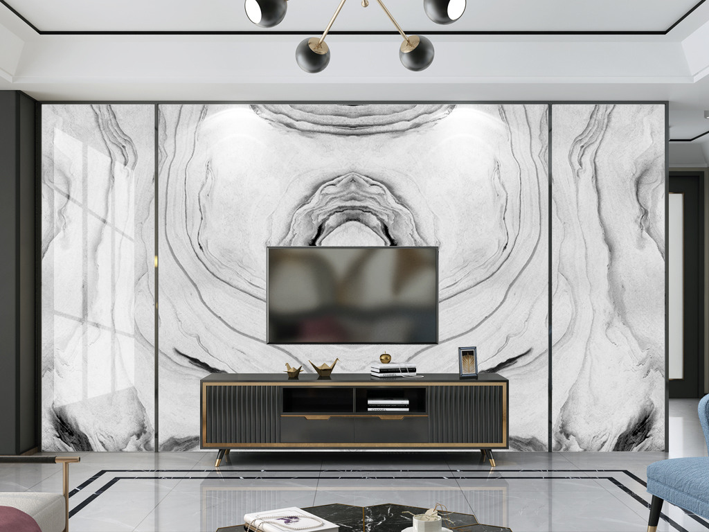 现代抽象大理石纹背景墙法国木纹灰大理石墙