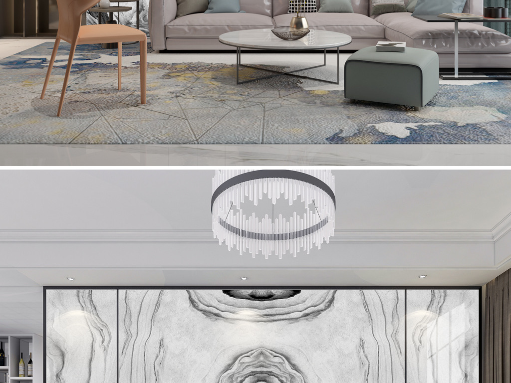 现代抽象大理石纹背景墙法国木纹灰大理石墙