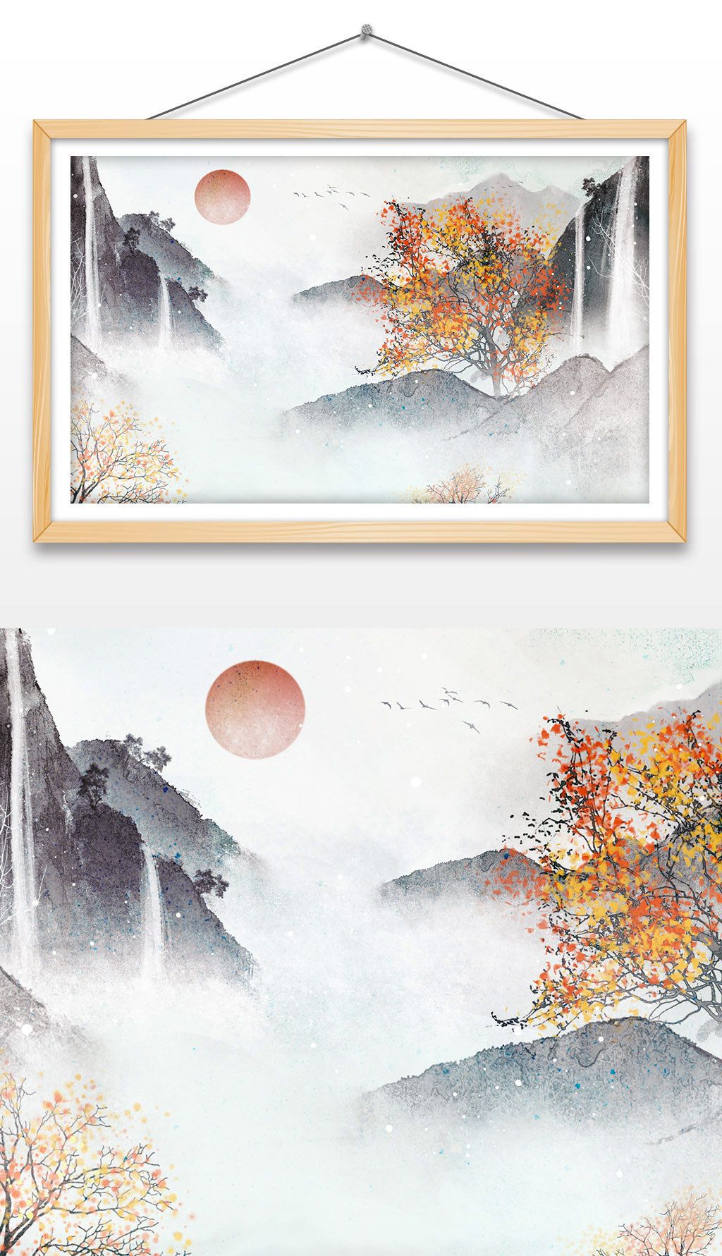 中国风古风山水水墨风景