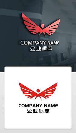 飞翔标志翅膀标志舞蹈培训标志艺术学校标志