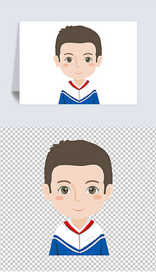 短发男孩儿小学生卡通头像证件照png素材
