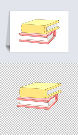 手绘卡通书设计素材漂亮的两本书免抠图片元素