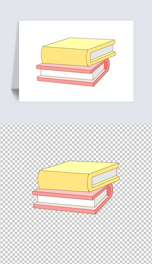 手绘卡通书设计素材漂亮的两本书透明
