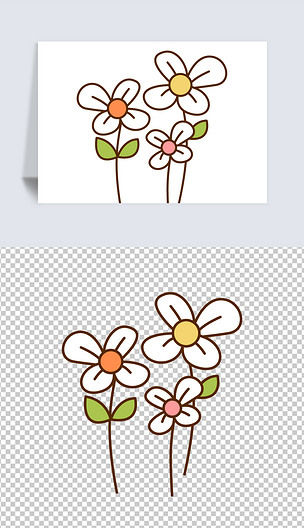 原创漂亮的白色小花朵儿可爱卡通简笔画素材图片版权可商用