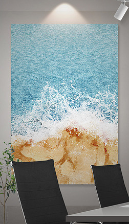 金箔金砂岩石海浪波浪水花艺术装饰画