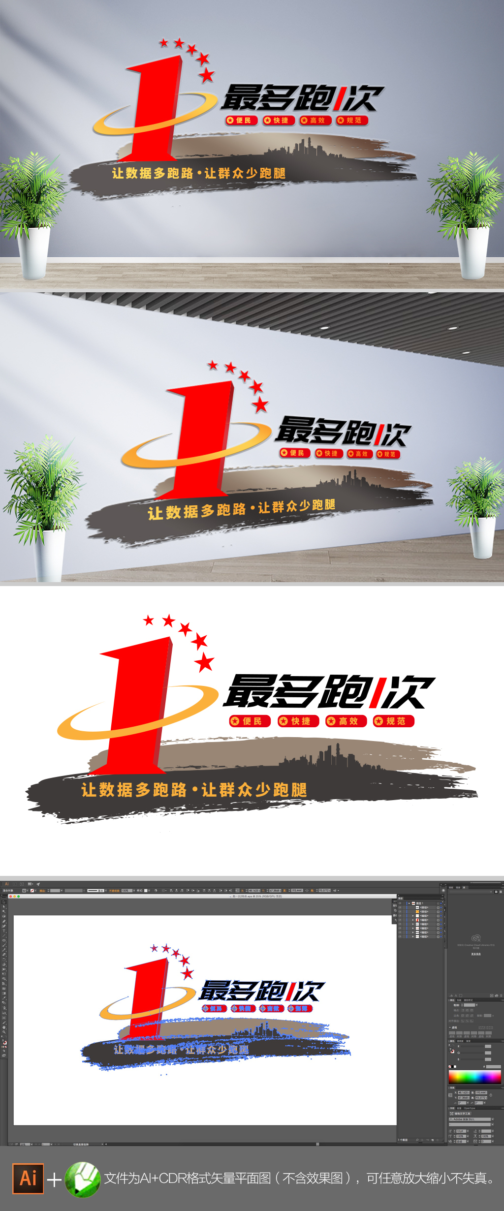 最多跑一次便民服务中心文化墙