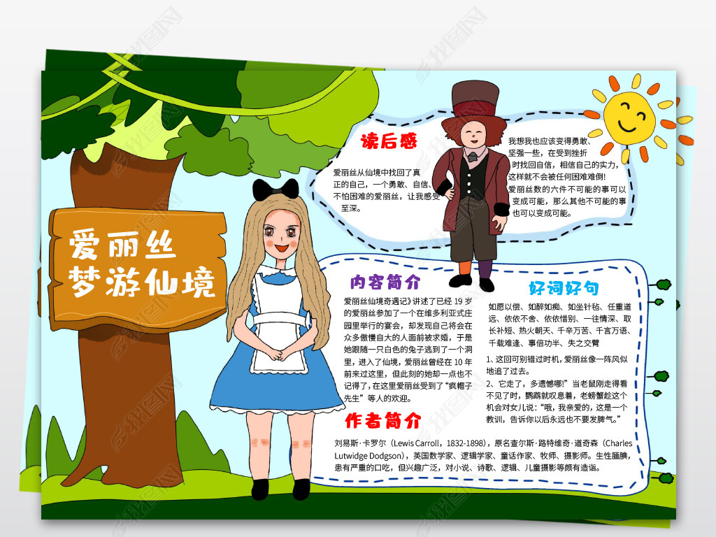 爱丽丝梦游仙境手抄报2