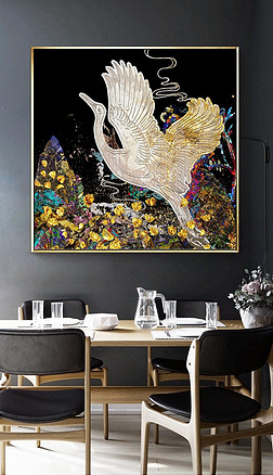 祥和装饰画|珐琅彩晶瓷高端中式祥和吉祥靠山轻奢装饰画