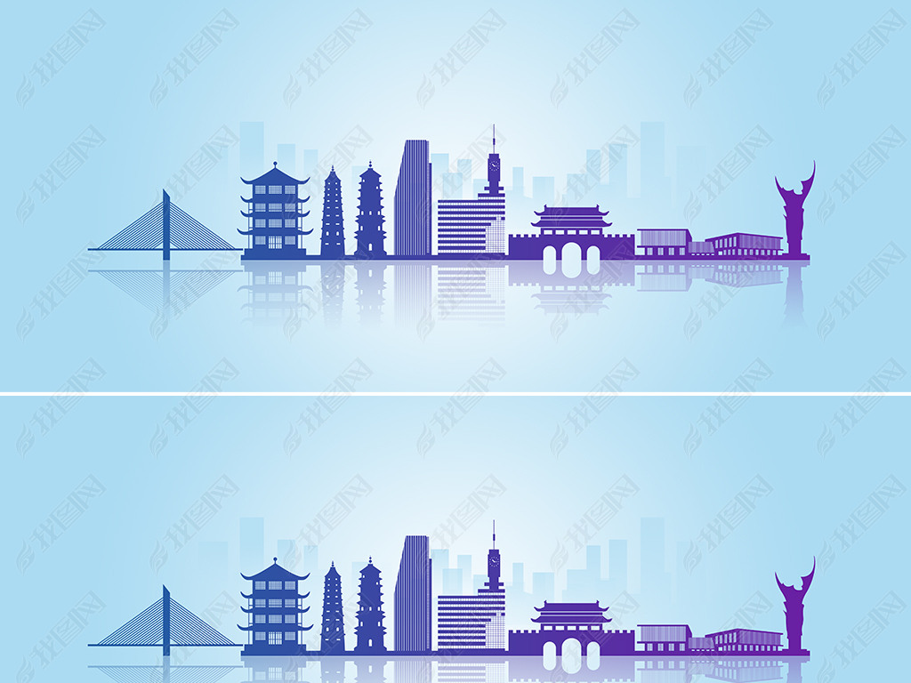创意背景 广告背景 抽象/渐变 > 安徽省六安市地标建筑剪影矢量可清晰