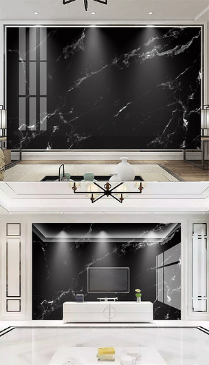 黑白灰黑白花尊贵黑色大理石纹酒店背景墙