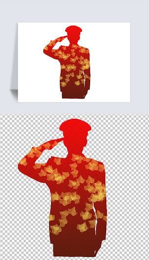 八一建军节军人士兵敬礼剪影