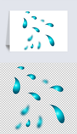 手绘蓝色水滴喷溅