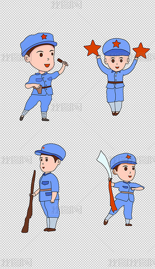 手绘长征路上的红军小战士插画新中国成立70周年