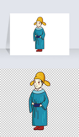 可爱卡通诗人古代小人矢量元素