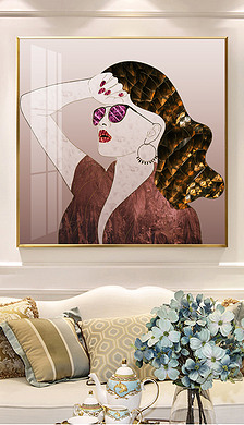 时尚女性人物装饰画|珐琅彩现代简约美女人物晶瓷晶钻画装饰画挂画
