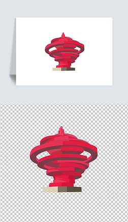 风景背景图片素材免抠元素|卡通青岛五四广场插画图片素材免扣元素