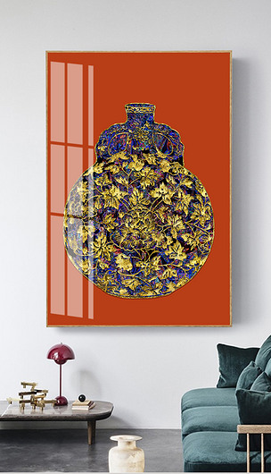 珐琅彩轻奢侈陶瓷花瓶晶瓷装饰画4