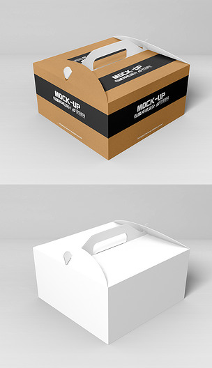 手提式包装盒月饼盒礼品盒包装样机模型