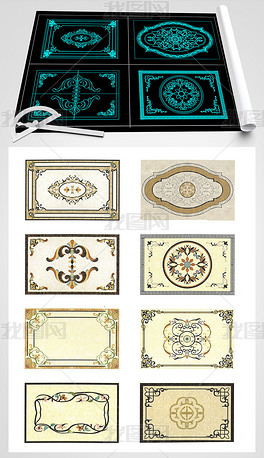 长方形大理石水刀拼花地拼图案cad图库