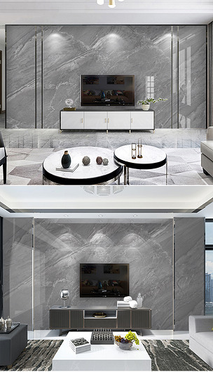 深灰色玉石大板背景墙大理石纹电视背景墙