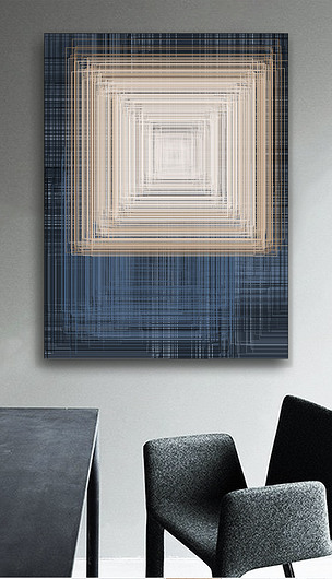 迷宫围城紫禁城正方形线条抽象科幻装饰画