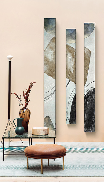现代轻奢手绘艺术抽象竖长条壁画过道玄关装饰画