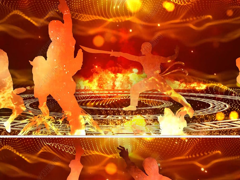 大气开场中国风武术表演背景视频