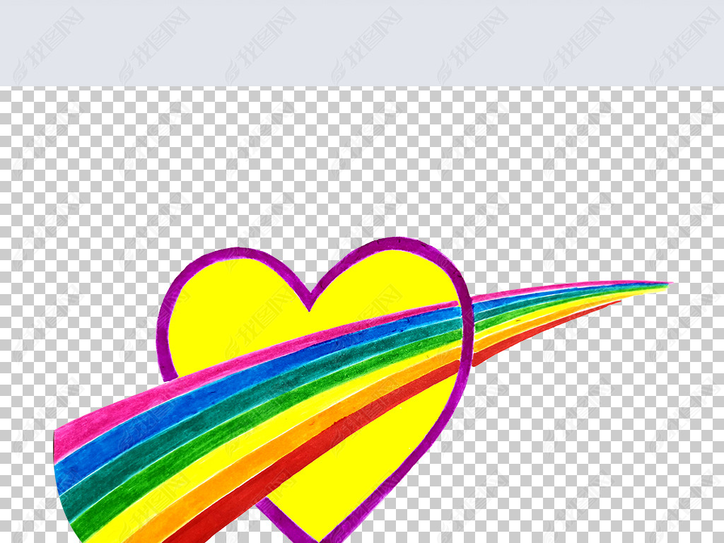 卡通彩虹爱心png