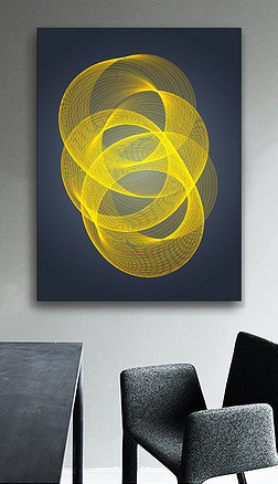 金光环绕创意科技曲线科幻渐变现代装饰画