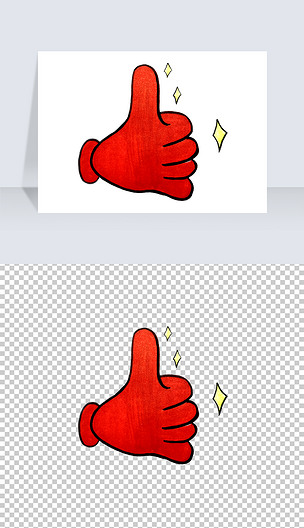 卡通红色大拇指点赞png