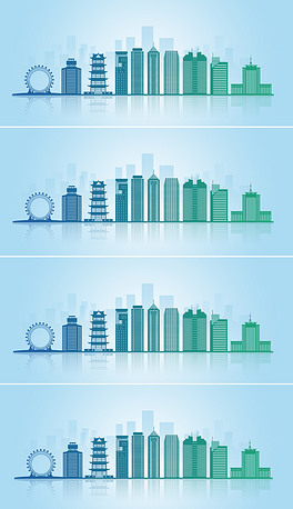 山东省潍坊市地标建筑剪影(矢量图可放大)