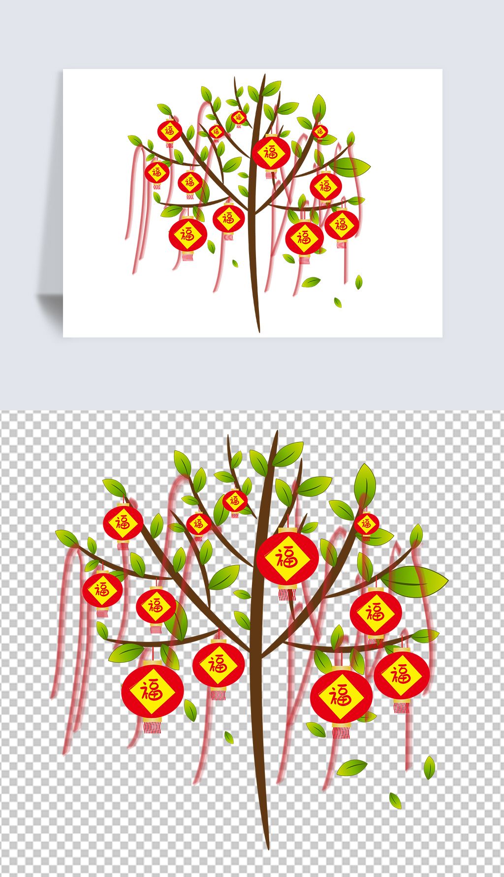 一棵许愿树新年喜庆红色灯笼许愿树节日装饰