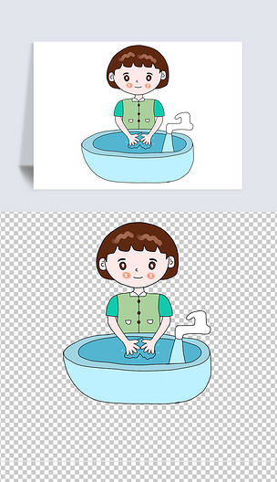 原创手绘勤洗手插画世界洗手日开心洗手的儿童版权可商用