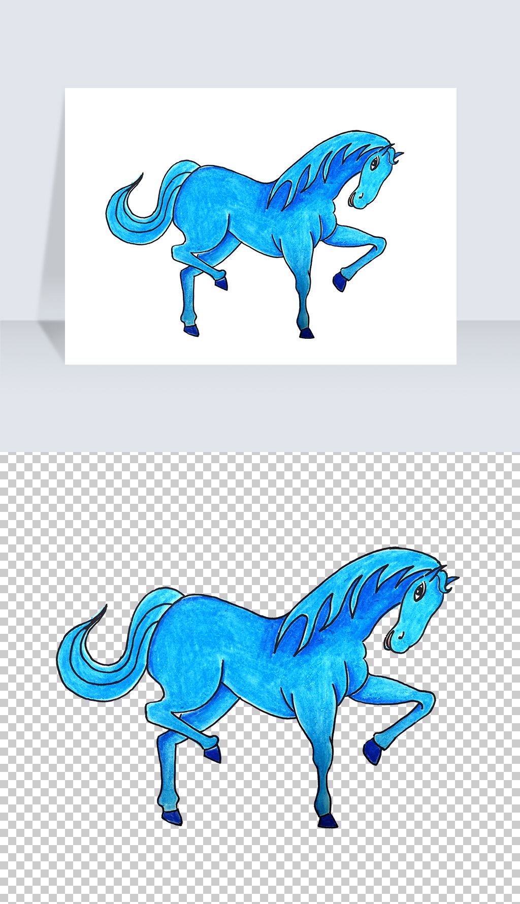 卡通蓝色马png