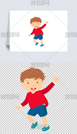 卡通小学生儿童男孩跑步png免扣素材