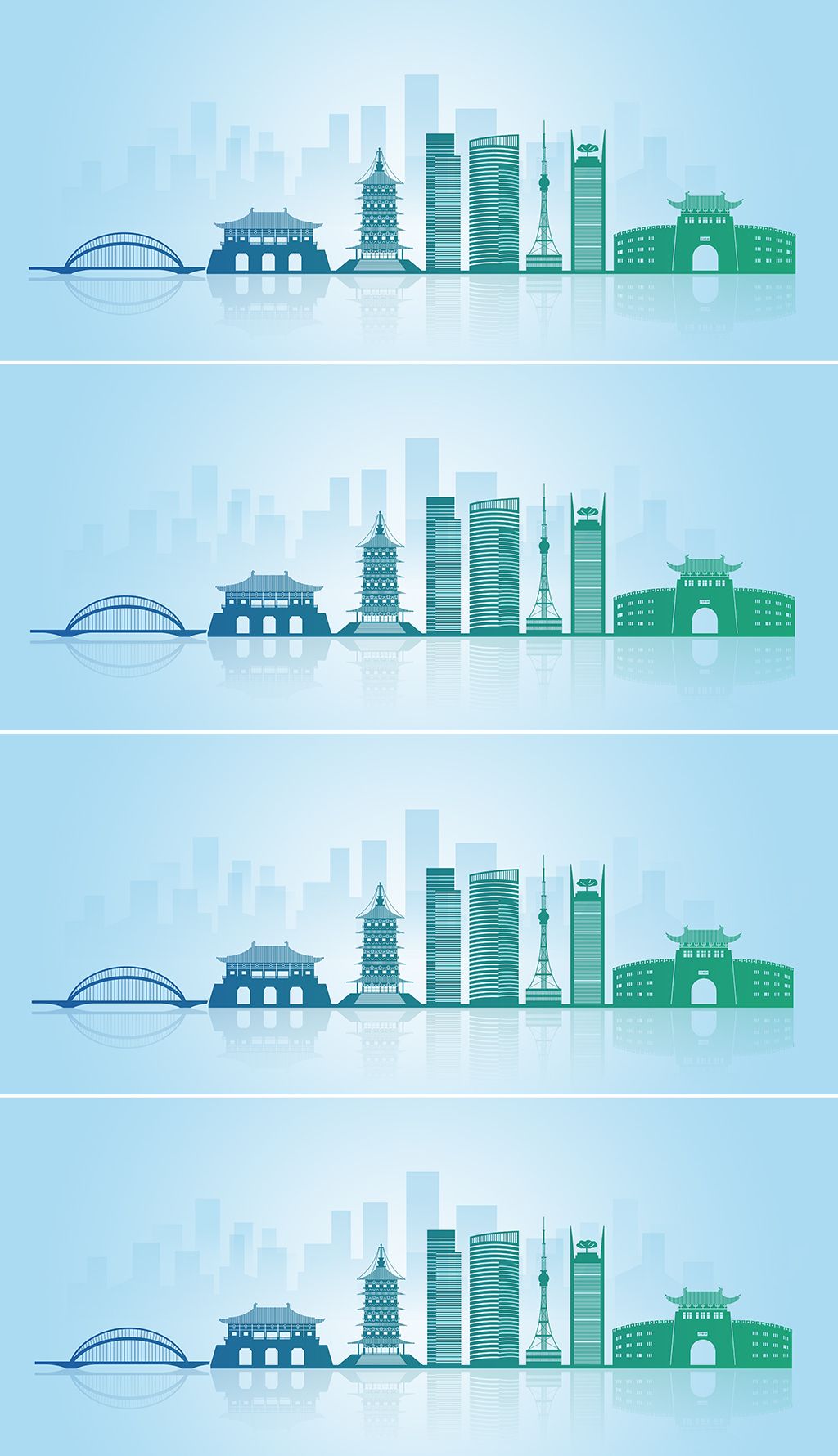 河南省洛阳市地标建筑剪影(矢量可放大)