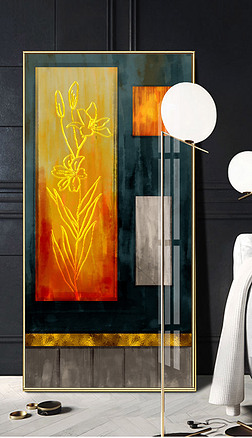 欧美风格简约抽象木纹色块油画现代轻奢玄关装饰画挂画