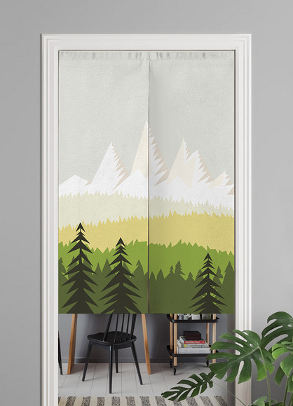 北欧简约小清新抽象山林风景门帘窗帘装饰画