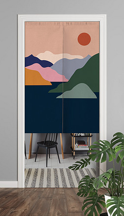 北欧ins风简约小清新风景门帘窗帘装饰画