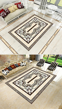 大理石地板砖素材地面装饰|高温烧地拼花6