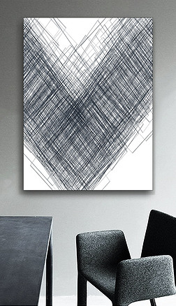 转折角线稿黑白线条抽象混乱涂鸦现代装饰画